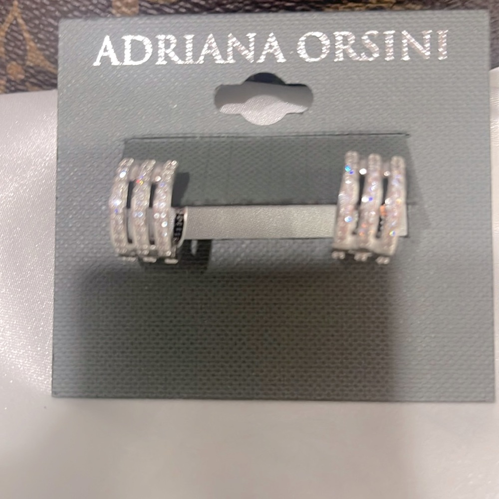 ADRIANA ORSINI Cubic Zirconia Huggie Hoop Earrings. - Picture 2 of 3